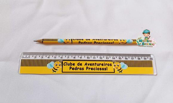 45 Kits Lápis e Régua Personalizado Abelinha