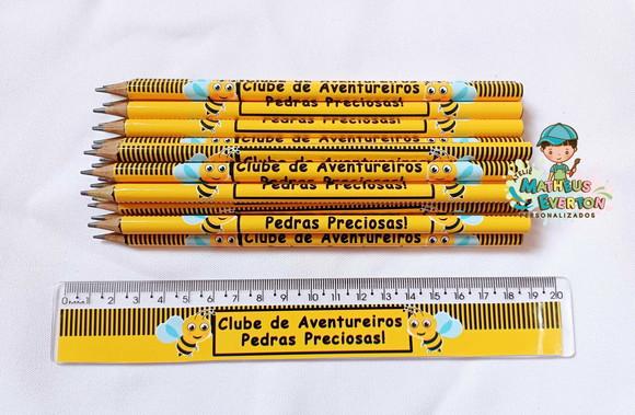 45 Kits Lápis e Régua Personalizado Abelinha