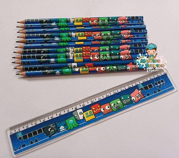 45 Kits Lápis e Régua Personalizado Geometry Dash