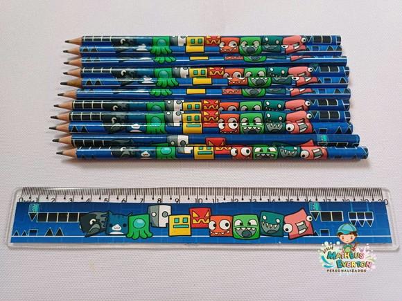 45 Kits Lápis e Régua Personalizado Geometry Dash