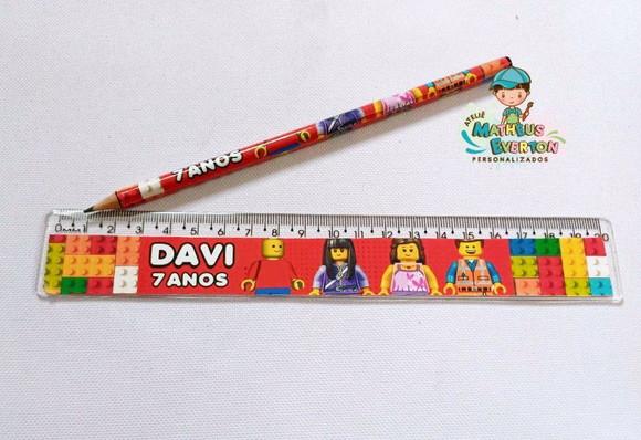 45 Kits Lápis e Régua Personalizado Lego Atu