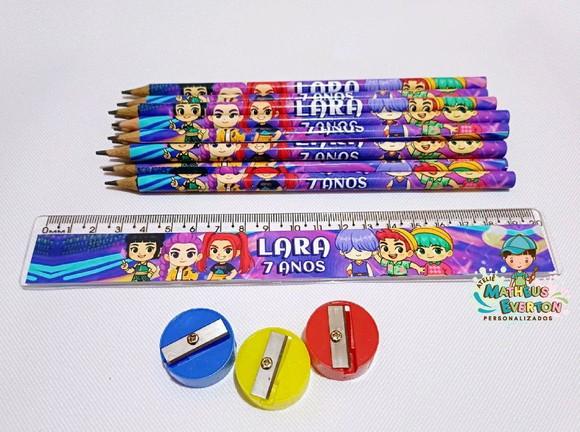 45 Kits Lápis, Régua e Apontador Guerreiras de K-pop Cute