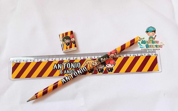 45 Kits Lápis, Régua e Borracha Personalizado Harry Potter