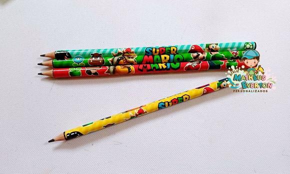 45 Lápis Personalizado Super Mario Bros