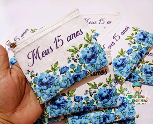 45 Porta Moedas Flores 15 Anos Tamanho: 10x12cm