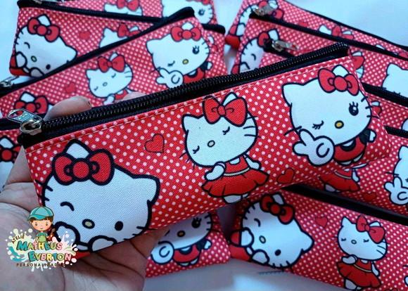 50 Estojos Slim Hello Kitty Vermelha Tam: 19x7cm