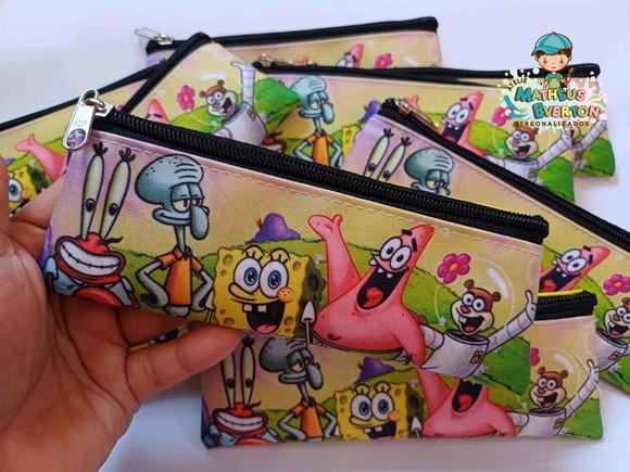 50 Estojos Slim Personalizado Bob Esponja Tam: 19x7cm