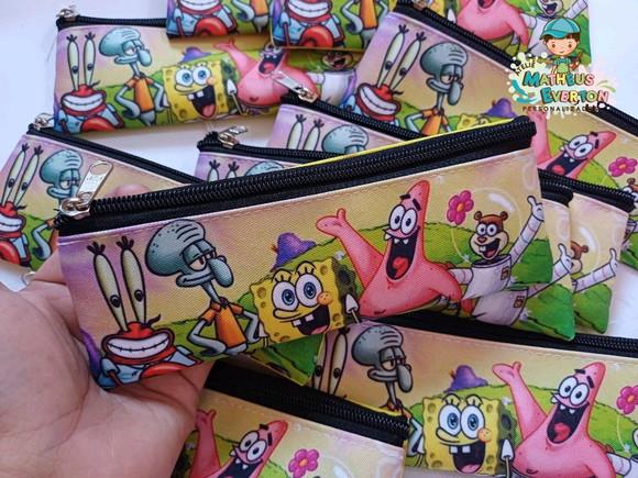 50 Estojos Slim Personalizado Bob Esponja Tam: 19x7cm