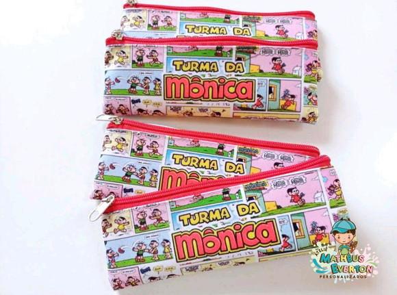 50 Estojos Slim Personalizado Turma da Mônica Tamanho 19x7