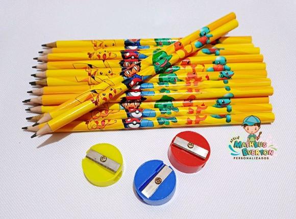 50 Kits Lápis e Apontador Personalizado Pokémon