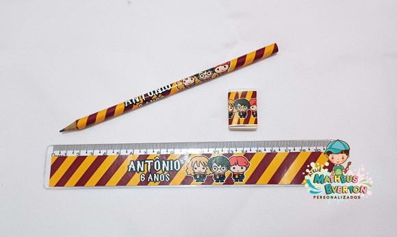 50 Kits Lápis, Régua e Borracha Personalizado Harry Potter