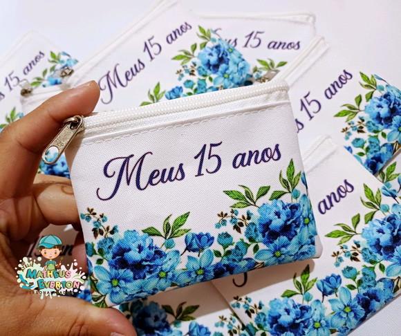 50 Porta Moedas Flores 15 Anos Tamanho: 10x12cm