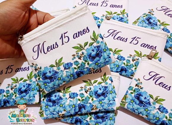50 Porta Moedas Flores 15 Anos Tamanho: 10x12cm