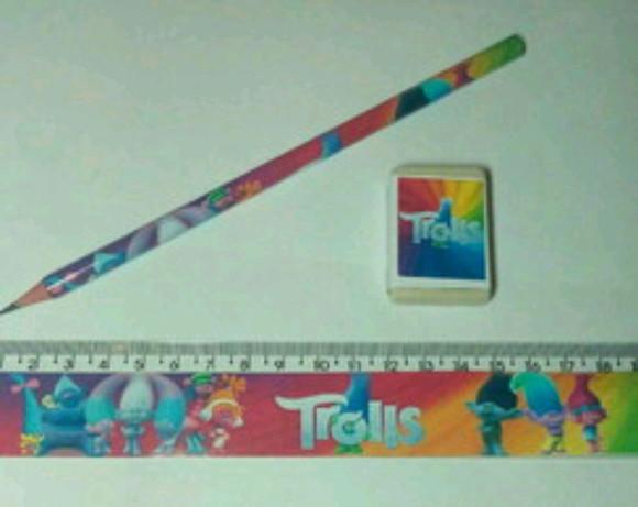 60 Kit Lapis e Regua Borracha Personalizado Trolls
