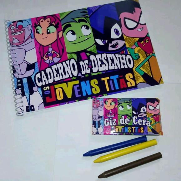 65 Caderno de Desenho e Giz de c Personalizado Jovens Titãs