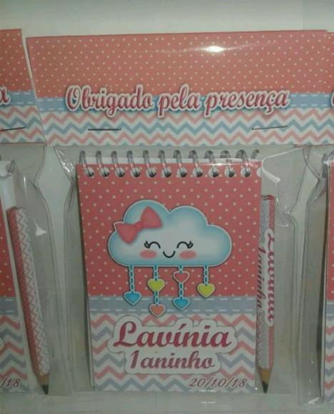 Bloquinho Personalizado Chuva de Benção + Mini Lápis