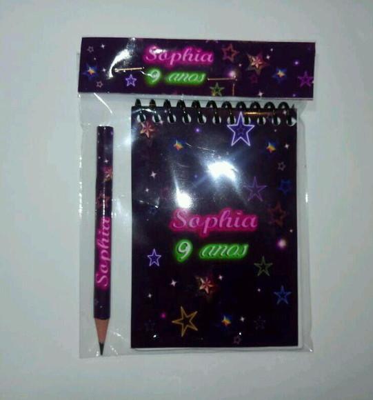 Bloquinho Personalizadol + Mini Lápis Neon