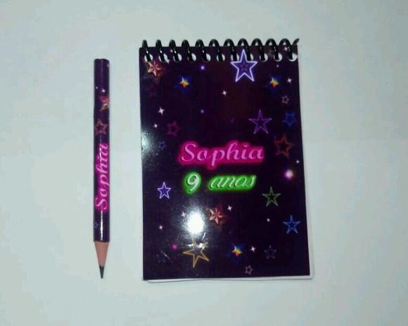 Bloquinho Personalizadol + Mini Lápis Neon