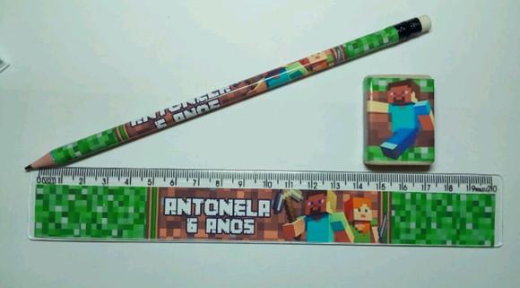 Kit Lapis e Regua Borracha Personalizado Minecreft