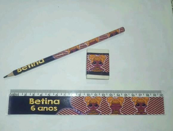 Kit Lapis e Régua e Borracha Personalizado Lol Quee Bee