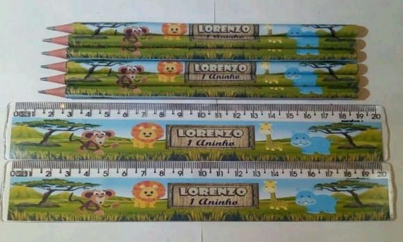 Kit Lapis E Regua Personalizado Safari