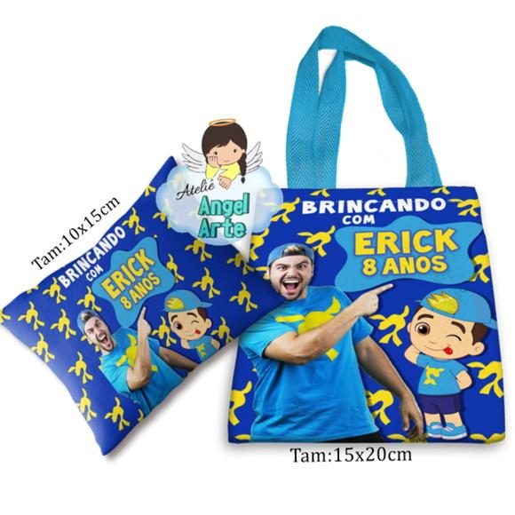 Kit Sacola ecobag e almofada Lucas Neto