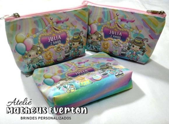 Necessaire Personalizada Circo Rosa ( Faço Outros Temas )