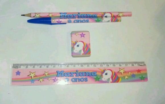 15 Kits Lápis, Borracha, Caneta, Régua Unicónio