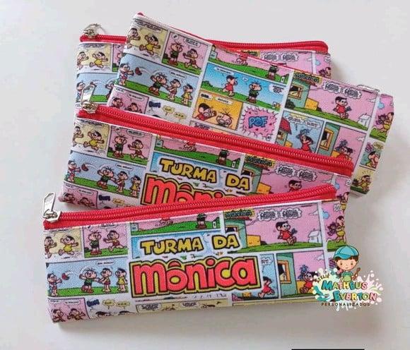 25 Estojos Slim Personalizado Turma da Mônica Tamanho 19x7