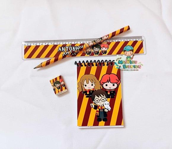 25 Kit Bloquinho, Lapis e Régua e Borracha Harry Potter