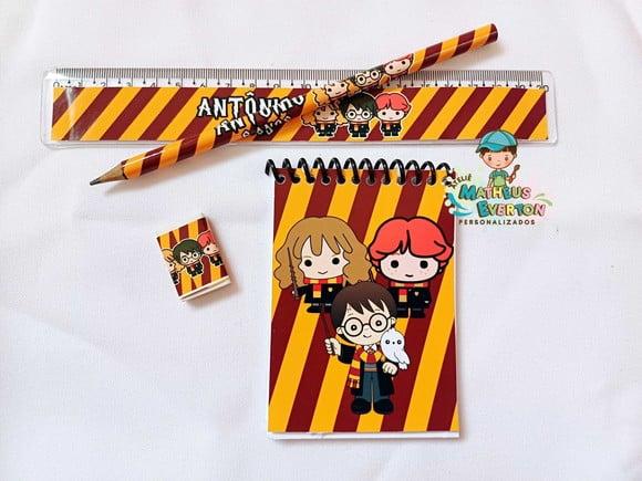 25 Kit Bloquinho, Lapis e Régua e Borracha Harry Potter