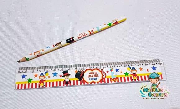 25 Kits Lápis e Régua Personalizado Circo