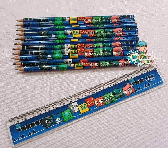 25 Kits Lápis e Régua Personalizado Geometry Dash