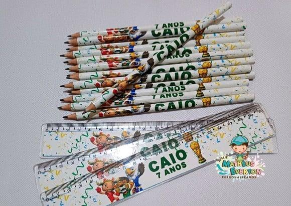 25 Kits Lápis e Régua Personalizado Mascote Copa do Mundo