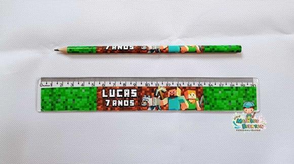25 Lápis + 25 Réguas Personalizado Minecraft