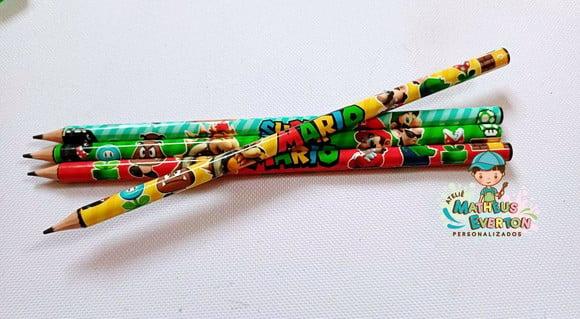 25 Lápis Personalizado Super Mario Bros