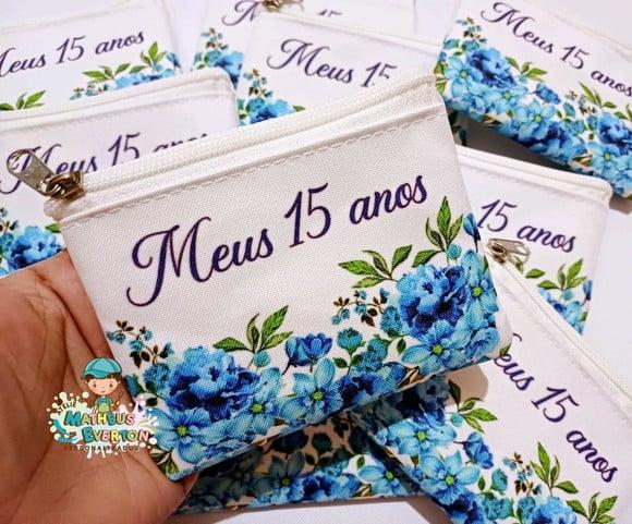 25 Porta Moedas Flores 15 Anos Tamanho: 10x12cm