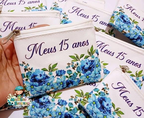 25 Porta Moedas Flores 15 Anos Tamanho: 10x12cm