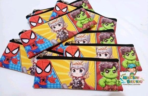 30 Estojos Slim Personalizado Heróis Cute Tam: 19x7
