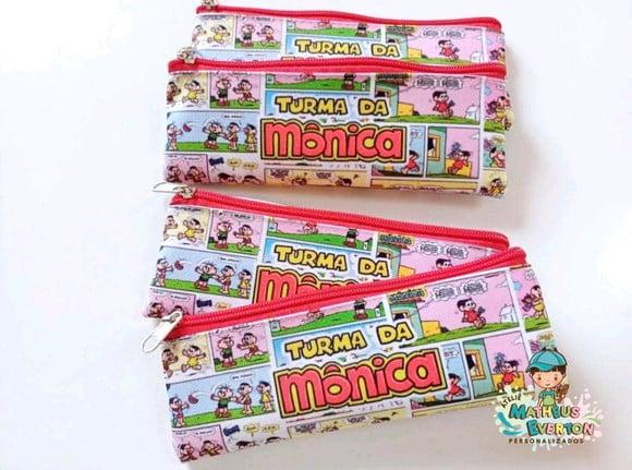 30 Estojos Slim Personalizado Turma da Mônica Tatamanho 19x7