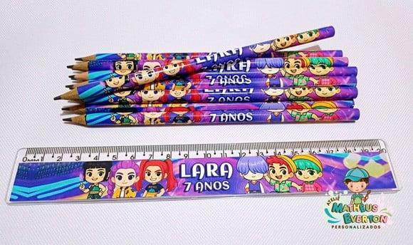 30 Kits Lápis e Régua Personalizado Guerreiras de K-pop Cute