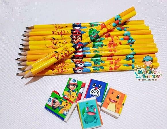35 Kits Lápis e Borracha Personalizado Pokémon