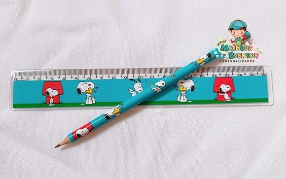 35 Kits Lápis e Régua Personalizado Snoopy