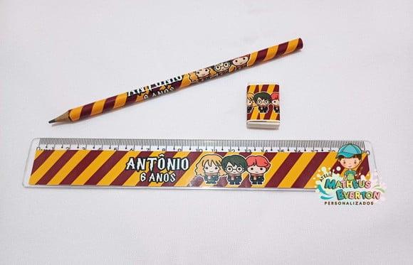 35 Kits Lápis, Régua e Borracha Personalizado Harry Potter