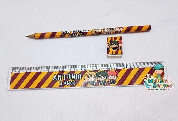 35 Kits Lápis, Régua e Borracha Personalizado Harry Potter