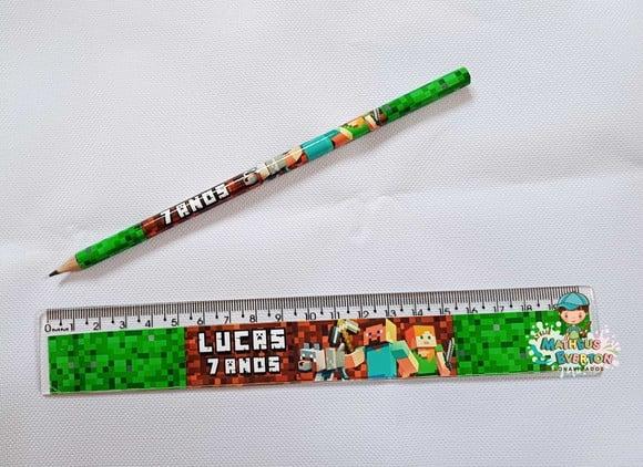35 Lápis + 35 Réguas Personalizado Minecraft