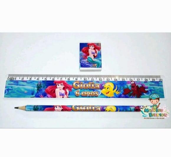 35 Lápis, 35 Réguas e 35 Borrachas Personalizado Ariel