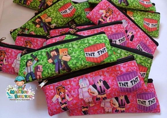 40 Estojos Slim Personalizado Minecraft Tamanho 19x7