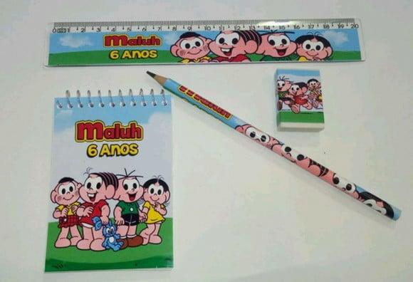 40 Kit Bloquinho, Lapis e Régua e Borracha Personalizada