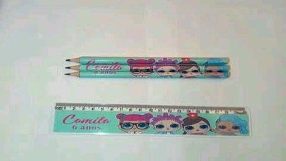 40 Kit Lapis Personalizado e Regua Lol